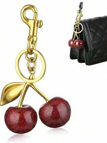 New Fashion Crystal Cherry Pendant Metal Key Chain, Suitable For Daily Wear, For Bag Accessories, Can Send Family Gifts, Friends Gifts, Classmates Gifts, Lovers Gifts, Birthday Gifts, Teachers Gifts, Souvenirs - Multicolor - View 3