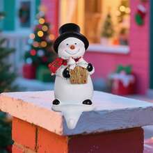 Adorno navideño con forma de muñeco de nieve y gancho para calcetines, ideal para chimeneas. - Negro - Ver 5