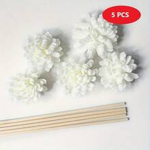 5pcs Incense Sticks & White Foam Flower Set. Incense Sticks, Foam Flower Incense Sticks, Natural Fiber Essential Oil Incense Sticks, Home Decor Accessories, Suitable For Bedroom, Office, Bathroom, Wedding Party, Etc.