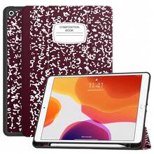 Case For IPad 9th Generation 2021/8th Gen 2020/7th Gen 2019 With Pencil Holder - Premium Shockproof Case With Soft TPU Back Cover & Auto Sleep/Wake For IPad 10.2 Inch, B-Book Wine,B-BookWine - B-bookWine - View 1