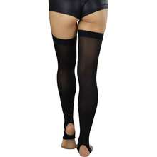 ToBeInStyle Women's Fashion Dimond Net Thigh High Footless Novelty Leg Warmer Hosiery,OneSize,WesternOpaqueStirrup-Black - WesternOpaqueStirrup-黑色 - 查看 2