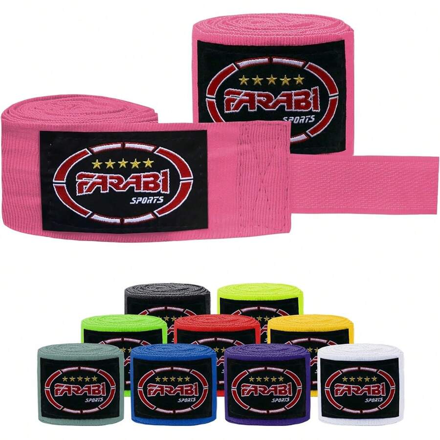 Farabi Sports Niños Vendas Boxeo 2.5 Metros Vendas de Boxeo MMA Muay Thai bendas de Boxeo y Guantes Interiores - Rosa - Ver 1