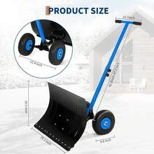 Danolapsi Snow Pusher With Wheels For Driveway,Heavy Duty Steel Blade,Angle Adjustment Handle,Ergonomic Push Snow Shovel For Effortless Snow Removal - Blue - View 3