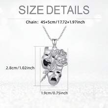 Creative & Personalized Comedy-Tragedy Mask Pendant Necklace With Stainless Steel Chain: Stylish Women's Rose-Adorned Mask Jewelry, Perfect Birthday, Festival & Christmas Gift For Relatives And Friends! - Bạc - Xem 4