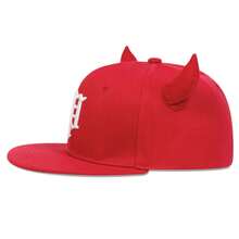 1Piece Novelty Women Gothic P Letter Embroidered Horns Hip Hop Hat Turning Hat Outdoor Adjustable Sunscreen Leisure Hat Spring Autumn Travel Tourism Beach Vacation - 彩色 - 查看 8