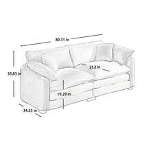 Modern Fabric Living Room Sofa 2-Piece Set, Two 2 Seater Sofa And One 3-Seater Sofa, Upholstery Large Deep Seat Set Of 3 Sofas With Comfortable Cushions And Pillows - Màu be - Xem 8