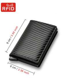 Cartera de fibra de carbono anti RFID para hombre, estuche para tarjetas de crédito con apertura automática, billetera minimalista, adecuada para adolescentes, casual de verano, al aire libre, atlético, de viaje, regalos de graduación o cumpleaños, accesorios formales/de negocios, ideas para el Día de San Valentín - Multicolor - Ver 3