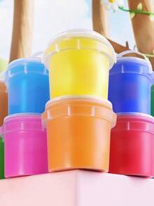 10pcs Transparent Slime Containers With Lids And Handles, Plastic Storage Jars, Clear Slime Storage Boxes For Storing And Organizing Slime DIY Arts & Crafts, Paints, Small Tools, Parts, Craft Supplies - Clear - View 7