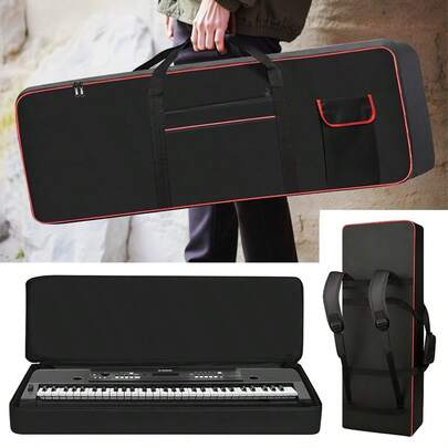 61 Key  Keyboard Bag Keyboard Case With 10MM Thick Padded Waterproof 600D Oxford Fabric Electronic Organ Bag Personal Tailor Case Cover For 61 Keys Keyboard Piano Musical Instruments Accessories Waterproof Electronic Piano Cover Case Shoulder Bag Electronic Organ Storage Bag