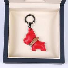 1pc French Bulldog Car Keychain Pendant, Cute Puppy Couple Bag Charm Ring - 白小狗[槍圈] - 查看 4