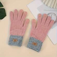 1pair Unisex Cold Weather Work Gloves - Thick Knitted Touchscreen Compatible Gloves, Breathable Non-Slip For Driving, Cycling, Skiing & Outdoor Activities, Ideal For Commuters & Outdoor Enthusiasts - Nhiều màu - Xem 9