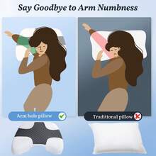 Side Sleeper Pillow With Arm Hole, Memory Foam Shoulder Multi-Angle Armholes Pillow For Many Sleeping Positions, Ergonomic Support For Neck (Grey) - 灰色 - 查看 5