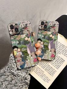 Funda para teléfono con diseño de  y sus amigos en un paisaje natural. Compatible con teléfonos ,  17,  16 Pro Max,  15 Pro Max,  13 y  12. Fabricada en TPU para una protección eficaz contra golpes y caídas. Un regalo perfecto para familiares, amigos, amantes de la naturaleza y fans de la animación. - Negro - Ver 5
