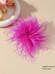 One Piece Set/Creative Handmade Unique Bohemian Style Feather Flower Brooch, Exaggerated Design Feather Flower Brooch, Elegant Niche Style, Suitable For Women's Daily Wear, Banquets, Parties, Any Occasion, Also An Ideal Gift For Her, Summer Headwear - 玫紅色 - 查看 4