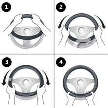 Cute Rainbow Fluffy Steering Wheel Covers For Women Long Fuzzy Wool Sheepskin 15 Inch(Pink) - 粉色 - 查看 7