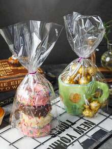 100 piezas Bolsas de regalo de papel de vidrio transparente, bolsas de dulces de plástico OPP con lazos retorcidos, bolsas para galletas, bolsas de regalo transparentes, bolsas de papel de vidrio para aperitivos, adecuadas para embalaje de regalos, embalaje de dulces, hornear, regalos de boda, regalos de graduación, regalos de fiesta de cumpleaños - transparente - Ver 6