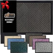 GORILLA GRIP 100% Impermeable Alfombra de Entrada WeatherMax para Todas las Estaciones, Diseñada en EE. UU., Caucho Natural, Resistente a Manchas y Desvanecimiento, Alfombras de Entrada de Bajo Perfil para Interior y Exterior, Fácil de Limpiar, 17x29 Diamante Gris - Diamante negro - Ver 1