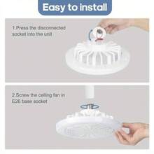 2PACKS Low Profile Ceiling Fan With Light, LED Dimmable Enclosed Ceiling Fans, 3 Speeds Flush Mount Enclosed Ceiling Fan For Bedroom Kids Room Party - White - 2 Pack - View 11