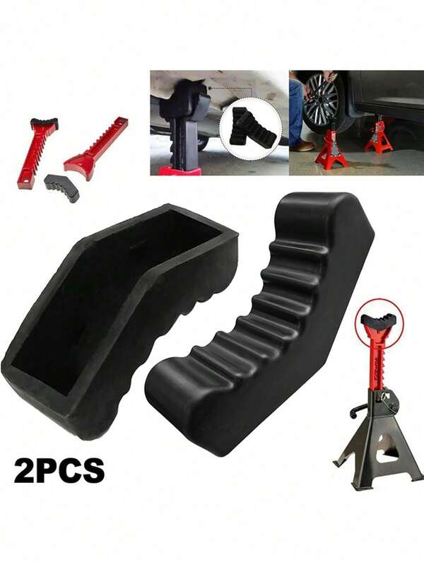 2pcs/Set Automotive Floor Jack Rubber Block Supports, Rubber Pad Blocks For Car Jack Stand, Durable Black Rubber For Vehicle Lifting, Easy Installation And Reduced Friction On Metal Surfaces, Vehicle Maintenance Tool, Sleek Design, Sturdy Construction
