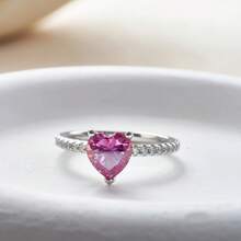 1pc 925 Sterling Silver 1 Carat Heart Shaped Moissanite Ring, Jewelry For Women, Suitable For Daily Wear, Wedding/Engagement, Comes With GRA Certificate And Gift Box - 1CT Per Piece - View 3