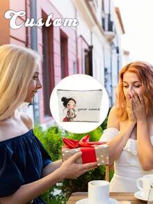 Custom Cosmetic Bag, Custom Letter Name Logo Storage Bag, Can Be Customized According To Your Unique Design, Lightweight Zipper Cosmetic Bag, Coin Purse, Pencil Case, Perfect For Shopping, Dating, Vacation, Travel, Holidays, Parties Or As A Valentine'S Day Gift For Your Girlfriend, New Year'S Gifts, Valentine'S Day Gifts