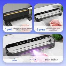 Macchina per il sottovuoto per uso domestico, per mantenere la freschezza, funzione di pompaggio automatico, macchina per il confezionamento di alimenti, macchina per la sigillatura di plastica mini, adatta per uso domestico e aziendale, ottimo regalo per la famiglia