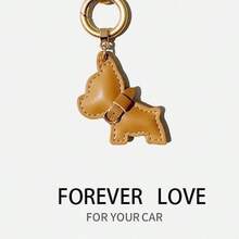 1pc French Bulldog Car Keychain Pendant, Cute Puppy Couple Bag Charm Ring - 白小狗[槍圈] - 查看 6