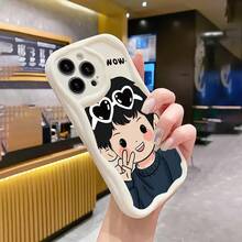 Dark Blue Sweater Heart-Shaped Sunglasses Print And WOW Text Pattern Phone Case, Non-Slip Surface, Exquisitely Designed, Suitable For IPhone 11 Pro Max, 12 Pro, 13 Pro Max, 14 Plus, 15 Plus, 16 Plus, 16 Pro Max, 16e, 17 Pro Max, 17 Pro Max, And Apple Air. - Black - View 3