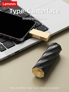 Lenovo 联想Type-C口红造型U盘，128GB大容量，高性能芯片，读取速度高达500MB/s，轻按即可立即弹出界面，精美礼盒包装，适合日常存储和节日送礼。 - 黑色 - 查看 3