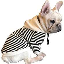 Pet Clothes Dog Black and White Striped Cotton Hoodie Sweater Two-egged Clothes Cotton Jacket Sweatshirt Coat for Puppy, Medium Dog, Cat(XS) - Multicolor - Ver 2