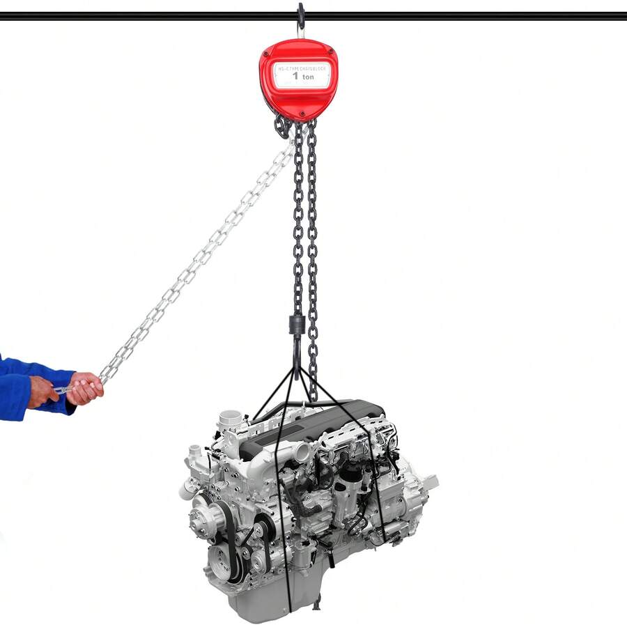 YUNRUX Hand Chain Hoist, 1T Chain Hoist, Manual Chain Hoist - 紅色 - 查看 1