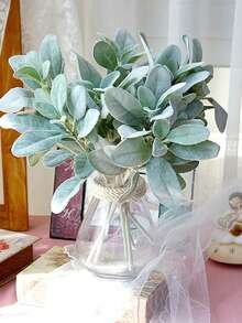 5 piezas de 36 cm Tallos artificiales con hojas de oreja de cordero con efecto aterciopelado para ramos de boda, arreglos florales, manualidades y decoración del hogar en estilo rústico y de granja - Multicolor - Ver 3