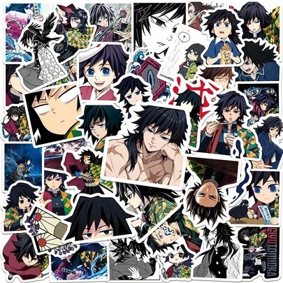 50 st Giyu Tomioka-klistermärken - Kawaii Anime-karaktärsdekaler - Hållbara vattentäta reptåliga - Daglig dekoration/Animesamling/Present till vänner - 2025 års bästsäljare för animeälskare