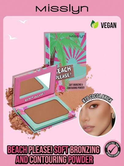  MISSLYN - Beach Please! Soft Bronze Contouring Powder, Matte Bronze Powder, High Color Payoff, Fine Smooth Texture, With Mirror, Face Contouring Bronzer, Long-Lasting Makeup, Lightweight & Breathable, Smooth Application, Makeup Brand, Face Makeup, Suitable For Women And Girls, Winter Essential, Y2K Style, Fashionable & Versatile, Great Birthday Gift, Valentine's Day Gift, Party Essential, New Year Gift, Best Color, Cruelty-Free & Vegan