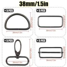 RoYishi Bộ 20 phụ kiện khóa thắt lưng bằng kim loại, bao gồm vòng chữ D, vòng chữ nhật, khóa trượt điều chỉnh, móc xoay, thích hợp để tự làm vòng cổ thú cưng, quần áo, túi xách và nhiều hơn nữa. - Nhiều màu - Xem 24