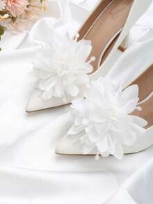 2 piezas Accesorios de zapato desmontables DIY, decoración de flor de rosa elegante y de moda para clips de zapato, adecuado para tacones altos, sandalias, zapatos planos, bolsos, accesorios de ropa, fiesta, cita, viaje - Blanco - Ver 5