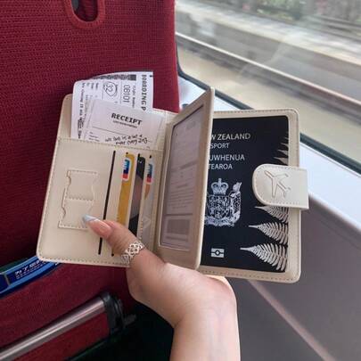 RFID Anti-Theft PU Passport Bag Airplane Check-In Multifunctional Travel Wallet Ticket Holder Card Holder Passband Holder Women Passport Cover Passport Holder Passport Case For Travel Lightweight Waterproof Travel Must Haves Cruise Essential Vacation Essentials For Men Women Travel Essential Holiday Essential Back To School
