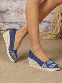 女士渔夫鞋，2025年新品编织一脚蹬鞋，厚底平底软底绣花，舒适乐福鞋