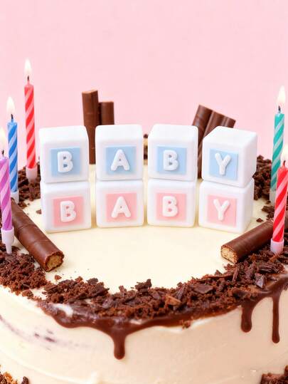 Pink And Blue Square Soft Vinyl Figurines, Cartoon Birthday Soft Vinyl Cake Decorations, Holiday Ornaments, And Decorative Items.