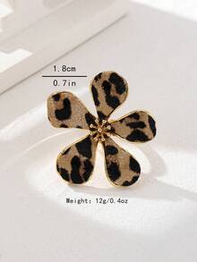 1pc Fashionable Leopard Print Flower Ring, Unique Personalized Design, Versatile For Daily Wear And Nightclub, Exaggerated Open Ring - Leopard - View 4