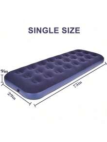 充气床垫，波浪绒顶双人充气床垫，耐用气垫床，适合家庭、露营和客人使用 - 承重 500 磅（深蓝色）