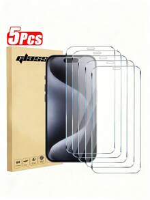 5片装全覆盖钢化玻璃屏幕保护膜，兼容苹果17/17 Pro/17 Pro Max/17 Air/16/16e/7/7P/8/8P/X/XS/XR/XS Max/11/11 Pro/11 Pro Max/12/12 Pro/12 Pro Max/13/13 Pro/13 Pro Max/14/14 Pro/14 Pro Max/15/15 Pro/15 Pro Max
