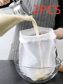 1 Reusable Fabric Filter Bag, Modern White Multifunctional Kitchen Mesh Bag, Suitable For High-Quality Nut Milk, Fine Pores, Fabrics, Cold Brewed Coffee Filters, Kitchen Accessories, Summer Beach Parties, Food, Camping, Organizers, Room Decoration, Kitchen Supplies - White - View 8