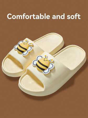 1pc Cute Bee Slip-On Slippers, Comfortable EVA Non-Slip House Slippers For Students