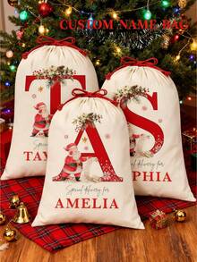 Individuelle Weihnachtsmann-Sack, Weihnachtsdekoration, personalisierter Weihnachtsgeschenk-Beutel, große Weihnachts-Geschenktasche aus Segeltuch mit Kordel, Weihnachts-Spielzeug-Tasche, Weihnachts-Geschenkbox, Sonderzustellung Weihnachts-Geschenktasche - Verschiedenfarbig - Übersicht 1