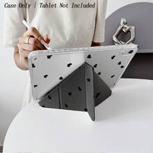 1 件装极简黑色爱心图案平板电脑保护套 - 优雅爱好者和浪漫风格追求者的理想之选，带笔槽的翻盖式平板电脑保护套，兼容 iPad 10.9/10.2/Air 第五代/Pro 11/第十代/9.7/Air 2/iPad（第七代）/iPad（第八代）/iPad Air 4/5/iPad Pro 11/iPad 第十代 10.9 英寸（2022 年款）智能保护套/iPad Air 13（M3 2025 年款）/iPad Air 11（M3 2025 年款）/iPad Air 11（M3 2025 年款）/iPad 11（A16 2025 年款），具备自动睡眠/唤醒功能 - 彩色 - 查看 10