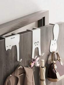 Gancho de porta estilo desenho animado, suporte de armazenamento para gancho traseiro de porta, gancho sem furos, para porta de entrada, porta de armário de cozinha, porta de banheiro, ganchos para pendurar roupas, toalhas, chapéus, chaves, objetos decorativos, itens essenciais para casa, acessórios para quarto - Multicolorido - Ver 4