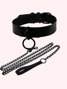 1 set collar y correa para mascotas exagerados personalizados ajustables para exteriores - Negro - Ver 6