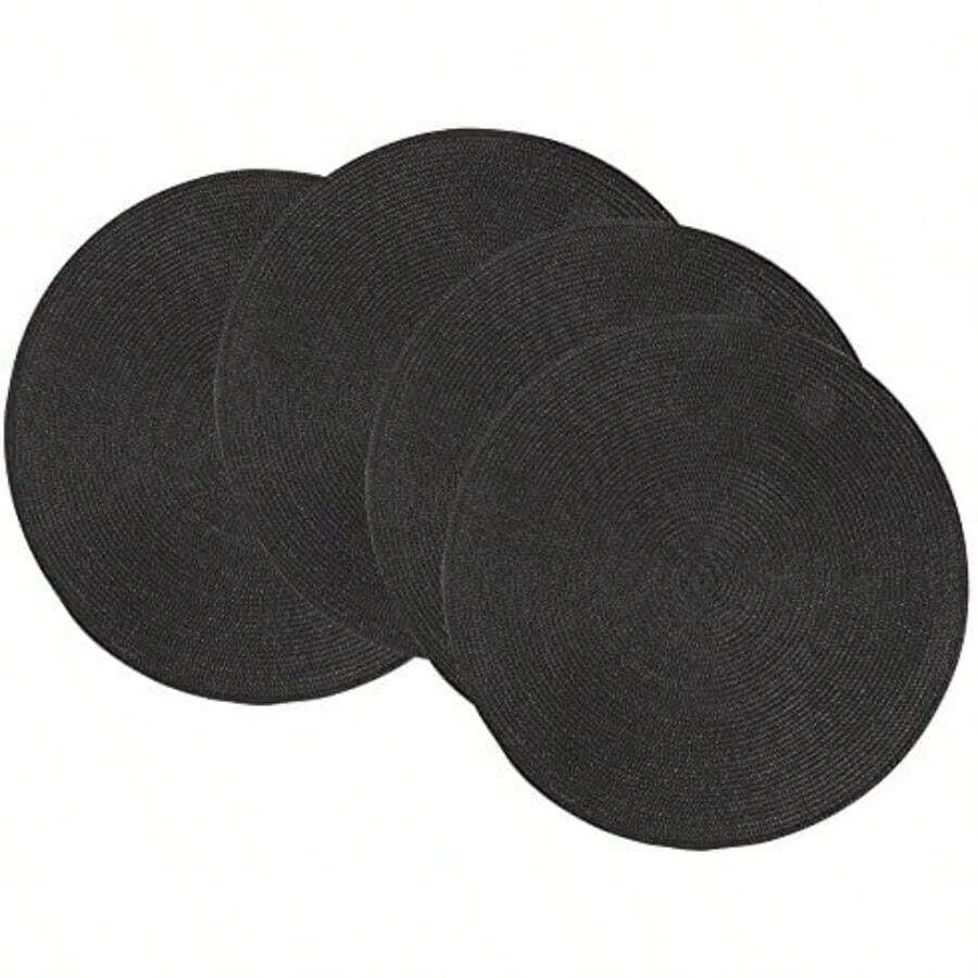 Now Designs Disko - Juego de 4 manteles Individuales Redondos, Color(Negro) - Multicolor - Ver 1
