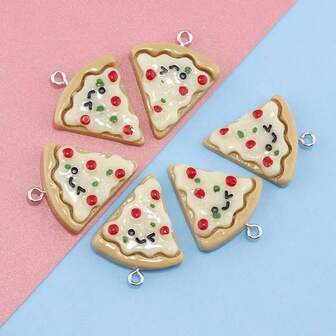 Accesorio de joyería al por mayor: colgante de pizza de resina simulada, pasador de pelo, aretes, collar, llavero